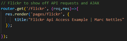 Code showing how to normally use router to route GET request